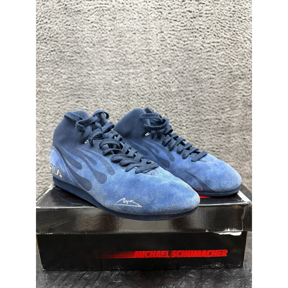 Vintage Fila Michael Schumacher MSF Suede Replica Racing Shoes Blue Size 10.5 US